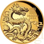 1 Unze Goldmünze Australien Lunar III Drache 2024 - polierte Platte - High Relief