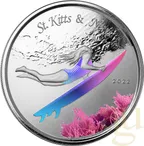 1 Unze Silbermünze EC8 St. Kitts & Nevis - Surfer 2022 - coloriert
