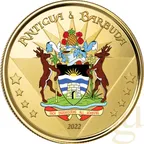 1 Unze Goldmünze EC8 Antigua & Barbuda - Coat of Arms 2022 - coloriert