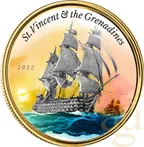 1 Unze Goldmünze EC8 St. Vincent & The Grenadines - Warship 2022 - coloriert