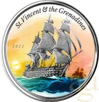 1 Unze Silbermünze EC8 St. Vincent & The Grenadines - Warship 2022 - coloriert