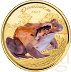 1 Unze Goldmünze EC8 Dominica - Mountain Chicken 2022 - coloriert