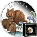 1 Unze Silbermünze Australien Quokka 2023 coloriert - polierte Platte