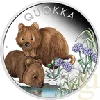 1 Unze Silbermünze Australien Quokka 2023 coloriert - polierte Platte