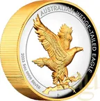 5 Unzen Silbermünze Australien Wedge Tailed Eagle 2023 teilvergoldet - polierte Platte