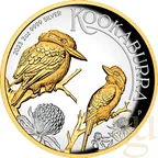 2 Unzen Silbermünze Australien Kookaburra 2023 teilvergoldet - polierte Platte