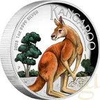 1 Unze Silbermünze Australien Känguru 2023 - polierte Platte - High Relief - coloriert