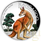 1 Unze Silbermünze Australien Känguru 2023 - polierte Platte - High Relief - coloriert