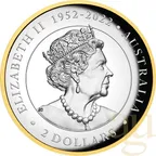 2 Unzen Silbermünze Australien Wedge Tailed Eagle 2023 - Proof High Relief - teilvergoldet