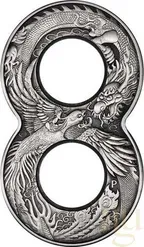 2 Unzen Silbermünze Australien Figure 8 Drache & Phönix 2020 - Antik Finish
