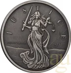 1 Unze Silbermünze Gibraltar Lady Justice 2023 - Antik Finish