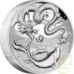 2 Unzen Silbermünze Australien Drache & Koi 2023 - High Relief - polierte Platte