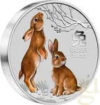 1 Kilogramm Silbermünze Australien Lunar III Hase 2023 - coloriert