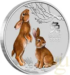 1/2 Unze Silbermünze Australien Lunar III Hase 2023 - coloriert