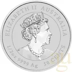 1/2 Unze Silbermünze Australien Lunar III Hase 2023 - coloriert