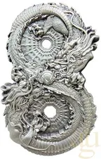 3 Unzen Silbermünze Tschad Figure 8 Dragon & Dragon 2024 - Antik High Relief