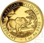 1 Unze Goldmünze Somalia Elefant 2019 - Privy Mark Schwein