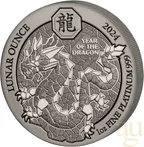 1 Unze Platinmünze Ruanda Lunar Drache 2024
