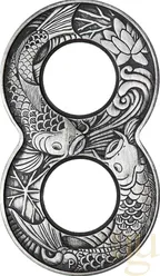 2 Unzen Silbermünze Australien Figure 8 Koi Fish 2019 Antik Finish