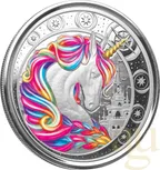 1 Unze Silbermünze Afrika Ghana Unicorn 2023 - coloriert