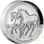 2 Unzen Silbermünze Australien Brumby 2023  - High Relief - polierte Platte