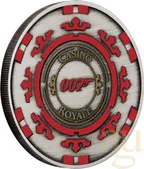 1 Unze Silbermünze Tuvalu James Bond - Casino Royale Chip 2023 - Antik Finish - coloriert