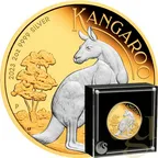 2 Unzen Silbermünze Australien Känguru 2023 teilvergoldet