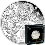 1 Unze Silbermünze Australien Lunar III Drache 2024 - polierte Platte