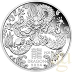 Silbermünze Australien Lunar III Drache 2024 - polierte Platte - Three Coin Set
