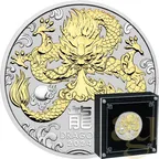 1 Unze Silbermünze Australien Lunar III Drache 2024 teilvergoldet