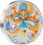 1 Kilogramm Silbermünze Australien Lunar III Drache 2024 - coloriert mit 1g Gold Privy Mark
