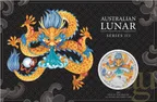 1 Unze Silbermünze Australien Lunar III Drache 2024 coloriert - Coincard