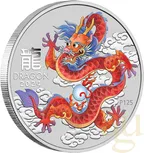 1 Unze Silbermünze Australien Lunar III Drache 2024 rot coloriert - Coincard