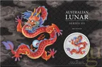 1 Unze Silbermünze Australien Lunar III Drache 2024 rot coloriert - Coincard