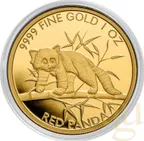 1 Unze Goldmünze Republic of Tschad - Red Panda 2023