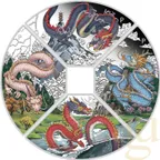 4x 1 Unze Silbermünze Australien Lunar III Drache 2024 Quadrant Four-Coin-Set coloriert - Proof