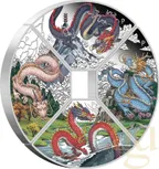 4x 1 Unze Silbermünze Australien Lunar III Drache 2024 Quadrant Four-Coin-Set coloriert - Proof