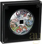 4x 1 Unze Silbermünze Australien Lunar III Drache 2024 Quadrant Four-Coin-Set coloriert - Proof
