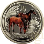 1/2 Unze Silbermünze Australien Lunar II Pferd 2014 proof - coloriert