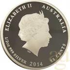 1/2 Unze Silbermünze Australien Lunar II Pferd 2014 proof - coloriert