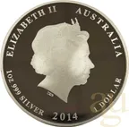 1 Unze Silbermünze Australien Lunar II Pferd 2014 polierte Platte