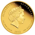 1 Unze Goldmünze Australien Lunar II Drache 2012 - polierte Platte