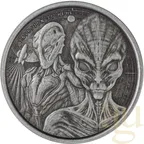 4x 1/2 Unze Afrika Ghana Alien Silbermünzen 2023 - Four Coin Set