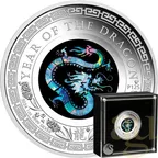 1 Unze Silbermünze Australien Lunar III Opal Drache 2024 - polierte platte