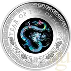 1 Unze Silbermünze Australien Lunar III Opal Drache 2024 - polierte platte