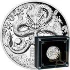 1 Unze Silbermünze Australien Lunar III Drache 2024 - polierte platte - High Relief