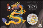 1 Unze Silbermünze Australien Lunar III Drache 2024 ANDA Special coloriert - Coincard