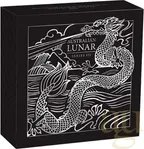1 Unze Silbermünze Australien Lunar III Drache 2024 - polierte platte - High Relief