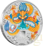 1/4 Unze Silbermünze Australien Lunar III Drache 2024 ANDA Special - coloriert