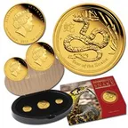 Lunar II "Jahr der Schlange" 2013 3-Coin-Set Gold Proof + Box + COA